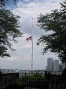 Brooklyn Promenade - half mast flag for Reagan
