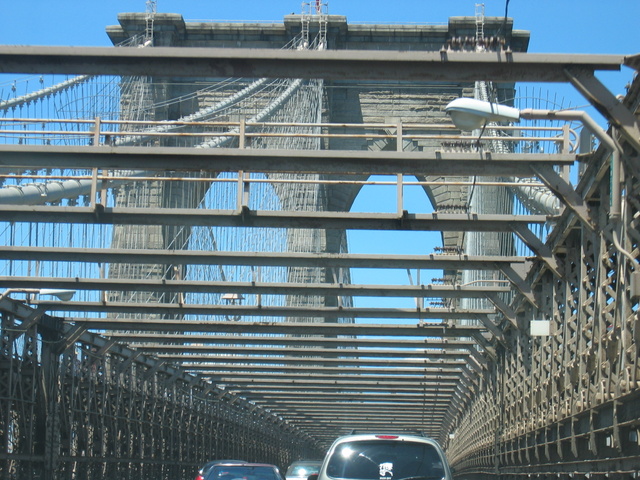 Driving over the Brooklyn Bridge