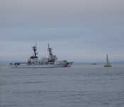 Coast Guard drove by during the reception