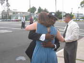 Mike hugging Tamara before the ceremony