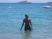 Mike swimming in the Mediterranean