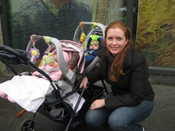 Katie & the kids waiting for Mike at the Van Gogh museum (Mike was in search of a dropped Pooh Bear)