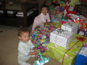 The kids checking out their gifts