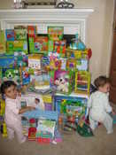 The kids checking out their loot