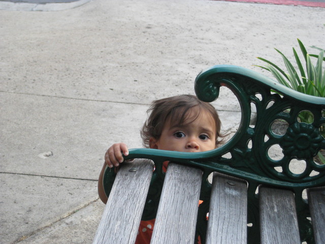 Rehearsal Dinner:  Jasmine decided to LICK the bench
