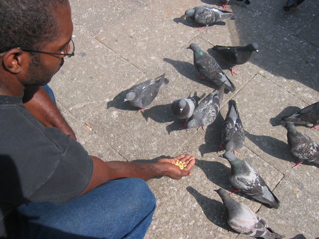 Mike feeding the rats