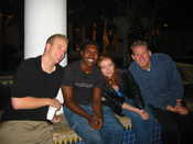 Browne, Mike, Katie, Dolan at Z's 4yr Bday Bash (12/14/02)