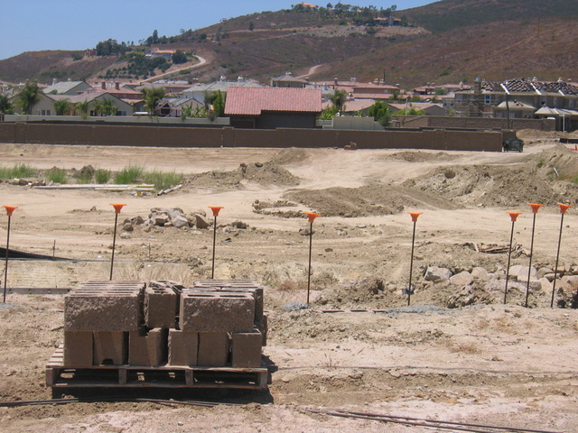 View of future baseball field from backyard wall