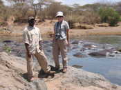 Us next to hippos