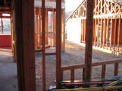 View of Side Courtyard w/ Fireplace