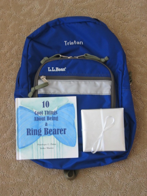 Ring Bearer Gift - Backpack, Book, Engraved Tic-tac-toe Game